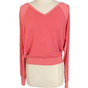 Free People We The Free Santa Clara Coral Pink Oversized Thermal Top Womens XS